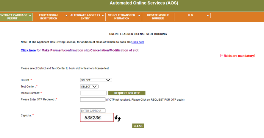How To Apply For Learning Driving Licence Online In Telangana In Telugu step 6